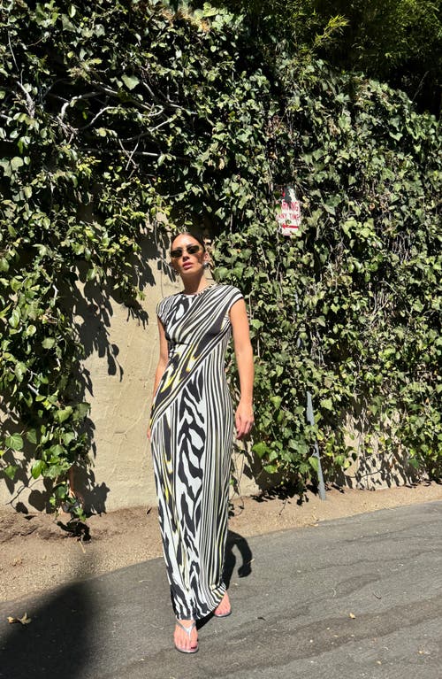 AFRM AFRM CODY PRINT CAP SLEEVE MESH MAXI DRESS 