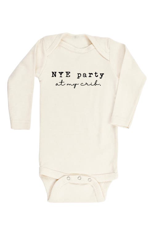 Tenth & Pine NYE Party at My Crib Long Sleeve Organic Cotton Bodysuit in Natural