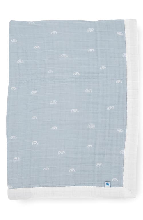 little unicorn Cotton Muslin Baby Quilt in Blue Rainbow at Nordstrom
