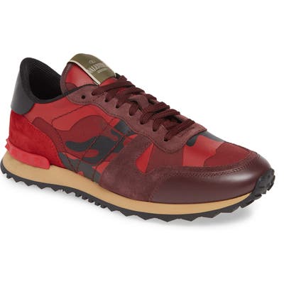 Valentino Garavani Camo Rockrunner Sneaker, Red