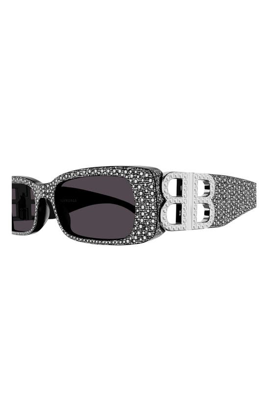 Shop Balenciaga 51mm Rectangular Sunglasses In Shiny Black Crystal Strass