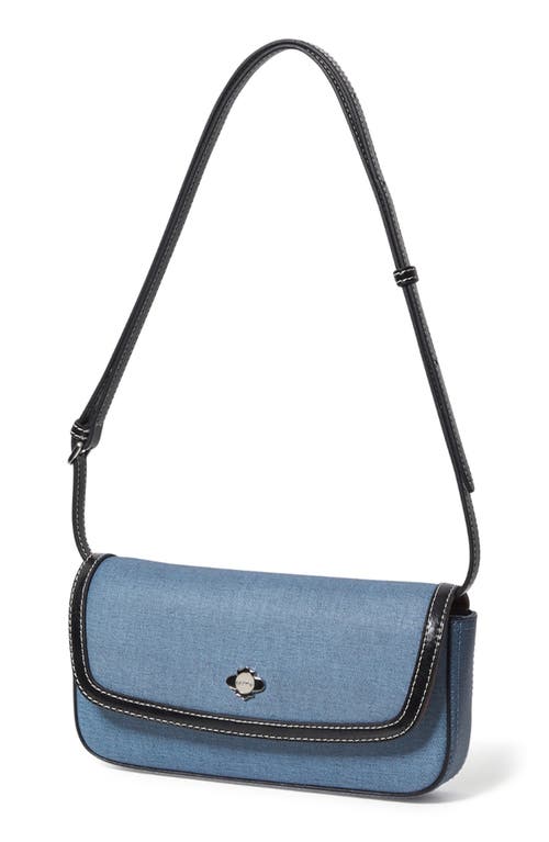 Shop Oryany Moroccan Denim Print Leather Crossbody Phone Wallet In Denim Blue