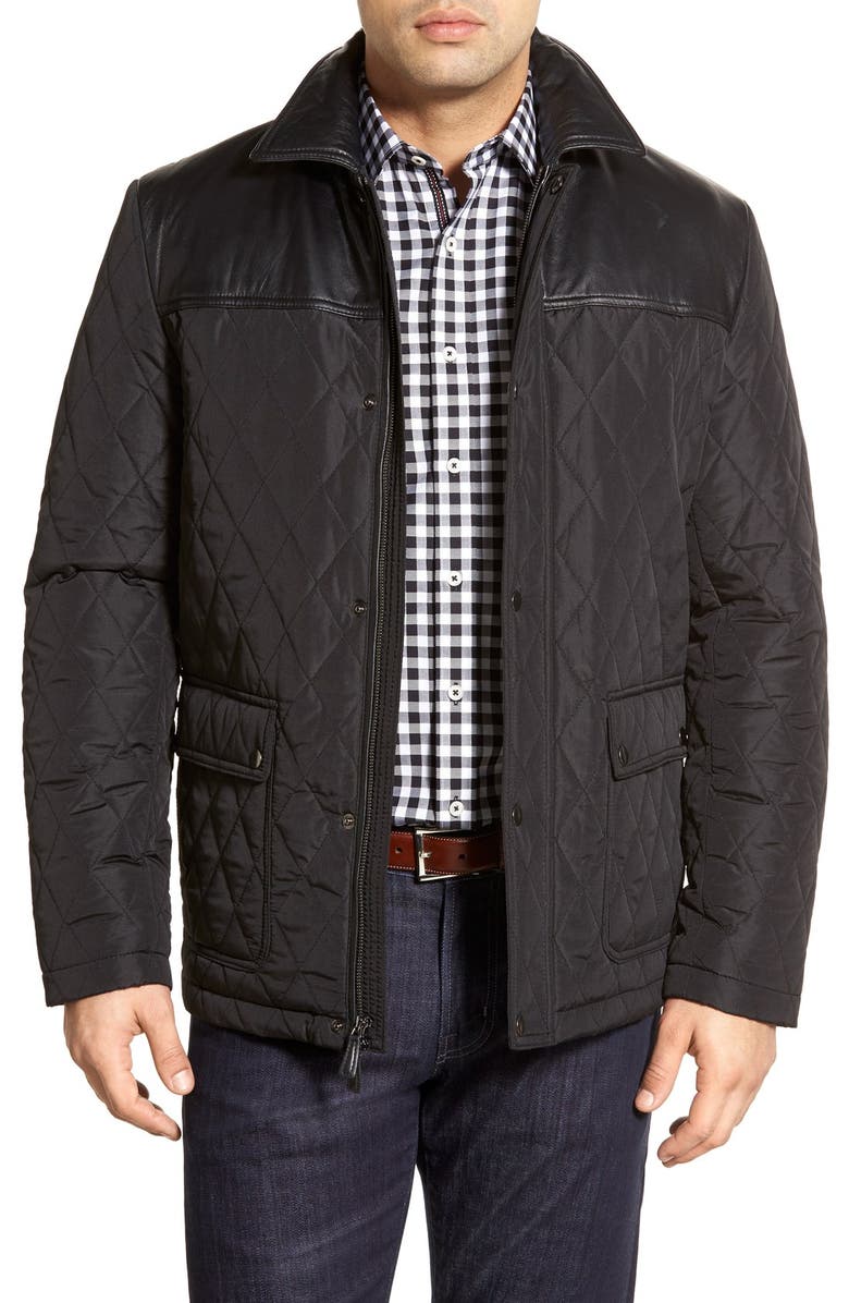 Bugatchi Diamond Quilted Jacket with Leather Trim | Nordstrom