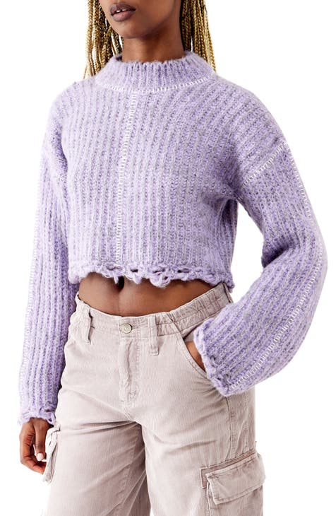 Stitch Detail Marled Crop Sweater