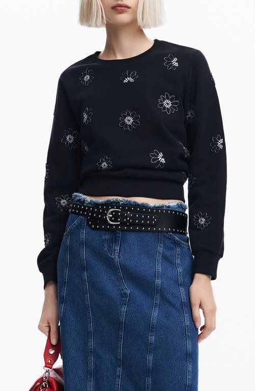 Desigual Joya Floral Embellished Sweatshirt in Black 