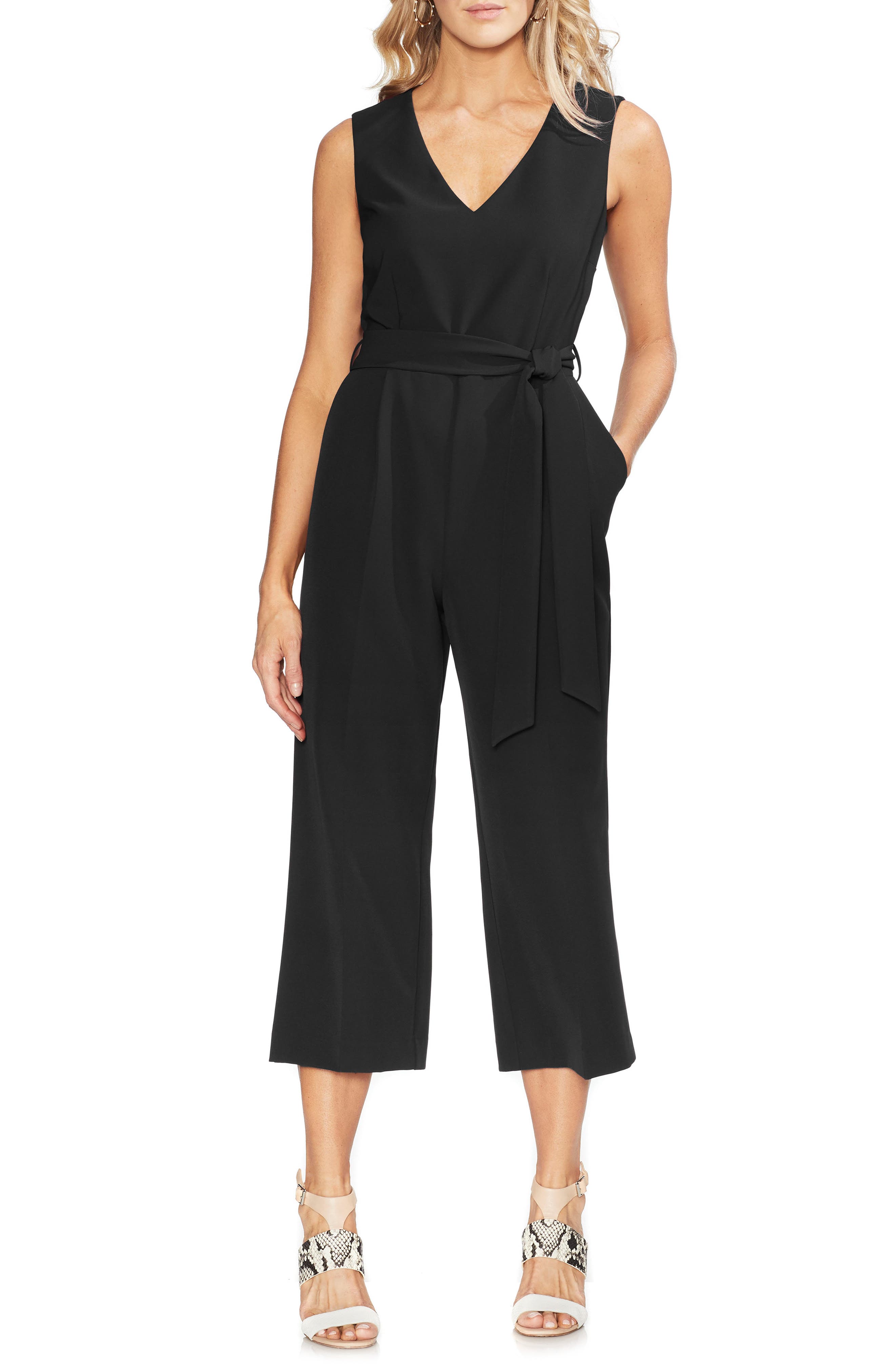 vince camuto belted jumpsuit