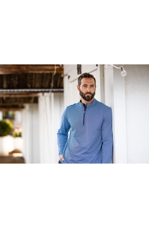 Cutter & Buck Virtue Micro Stripe Quarter Zip Pullover In Atlas/navy Blue