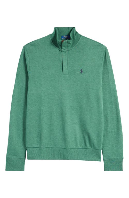 Shop Polo Ralph Lauren Double Knit Jersey Half Zip In Verano Green Heather