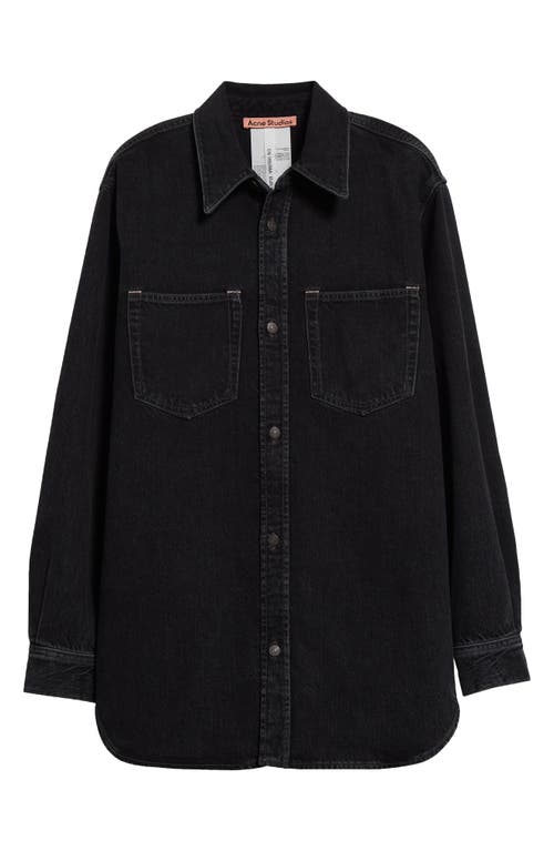 Shop Acne Studios Relaxed Fit Organic Cotton Denim Button-up Shirt In Black