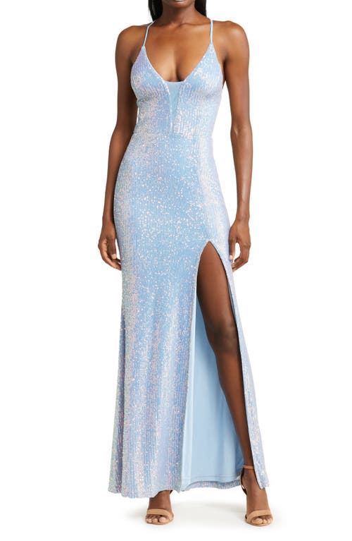 Lulus Chic & Glam Sequin Gown in Light Blue