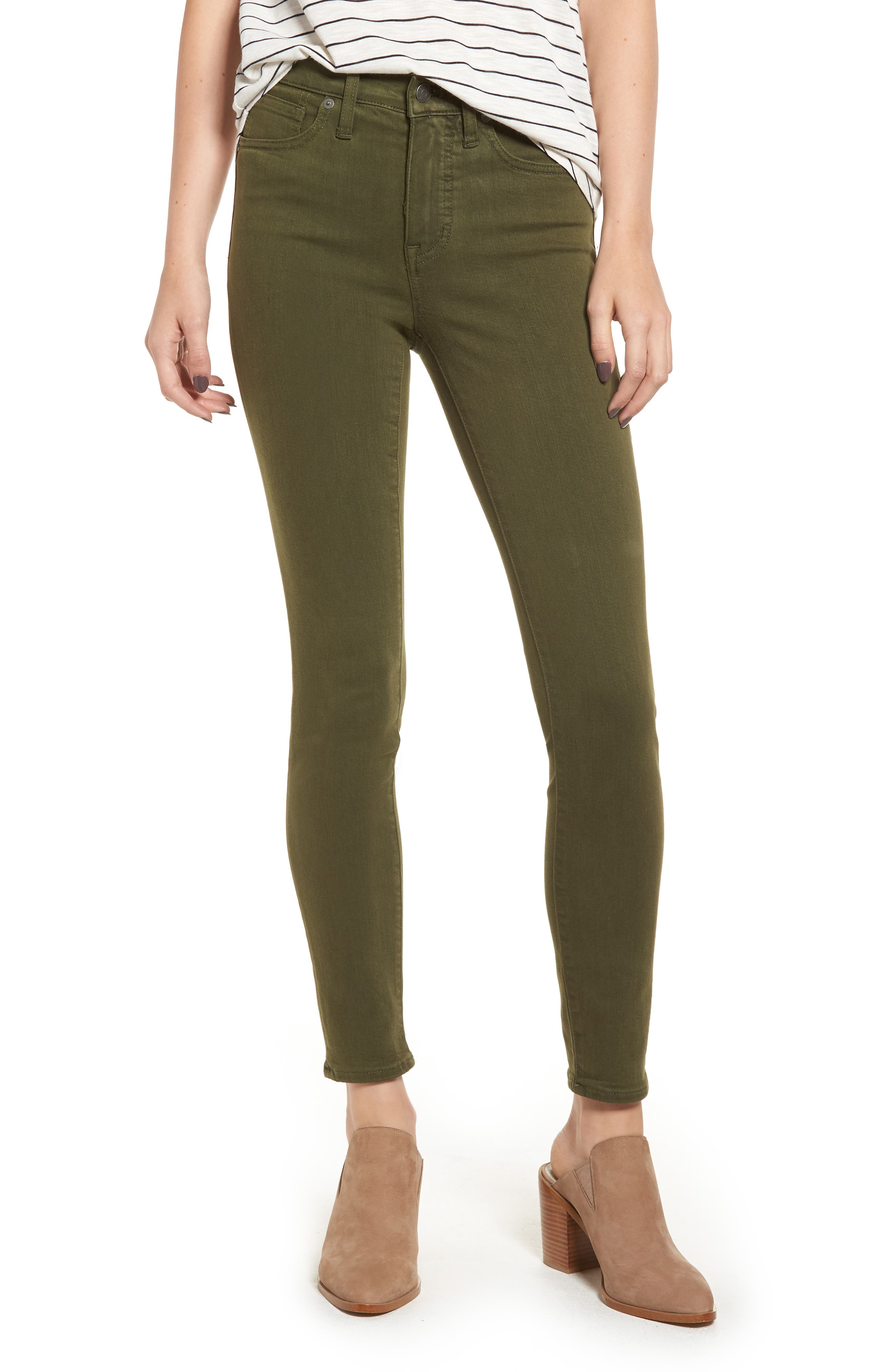 olive green high waisted jeans