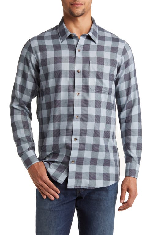 TravisMathew Gingham Check Button-Up Shirt in Heather Ash Blue