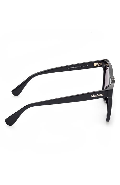 Shop Max Mara 55mm Geometric Sunglasses In Shiny Black/gradient Smoke
