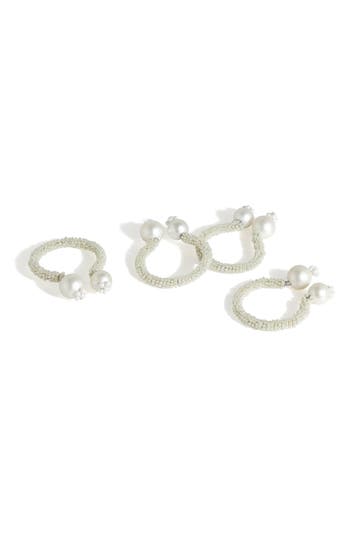Tiramisu Faux Pearl Opulence Set Of 4 Napkin Rings In Ivory
