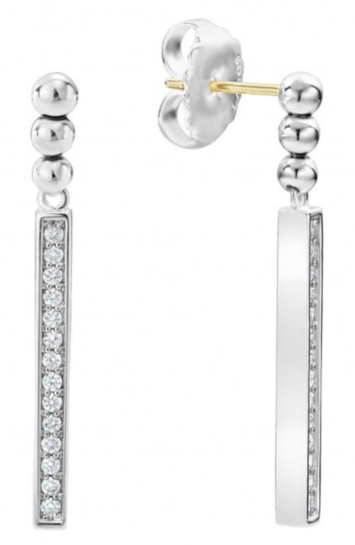 Lagos Sterling Silver Caviar Spark Diamond Drop Earrings In Silver/diamond