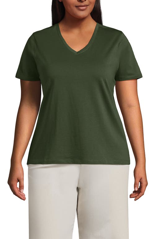 Shop Lands' End Plus Size Relaxed Supima Cotton V-neck T-shirt In Estate Green