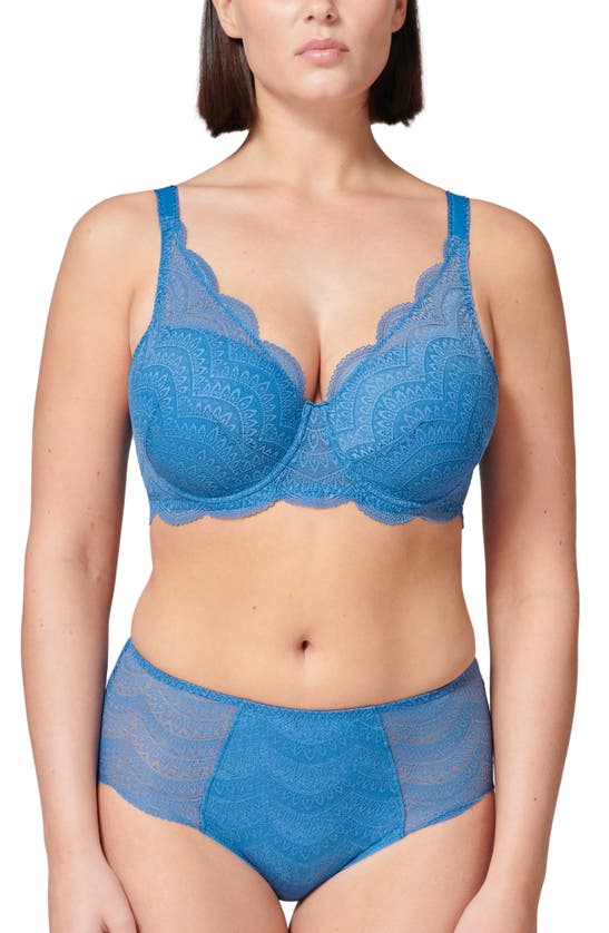 Shop Simone Perele Karma Underwire Lace Demi Bra In Myosotis Blue