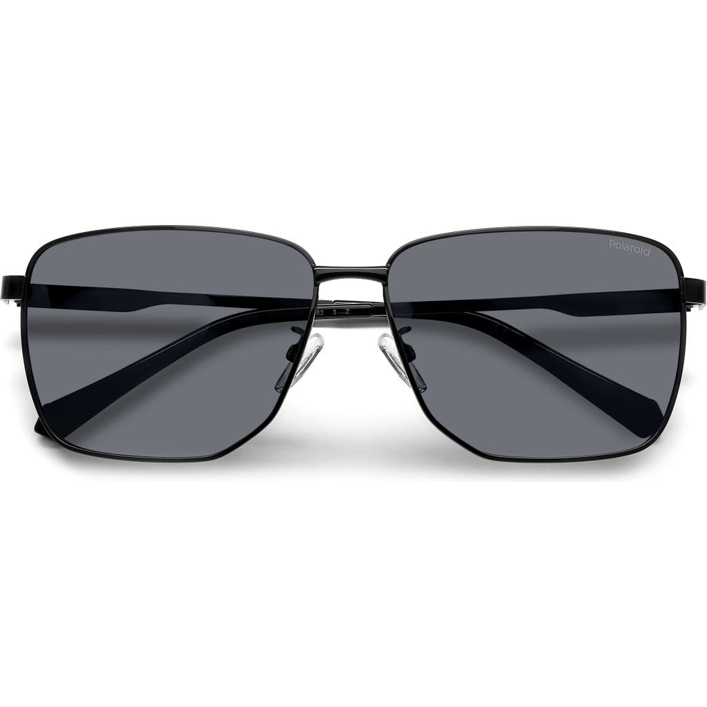 Polaroid 62mm Polarized Oversize Square Sunglasses In Black