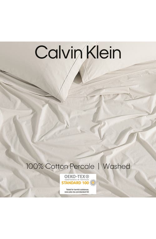 Shop Calvin Klein Washed 200 Thread Count Percale Sheet Set In Beige/tan