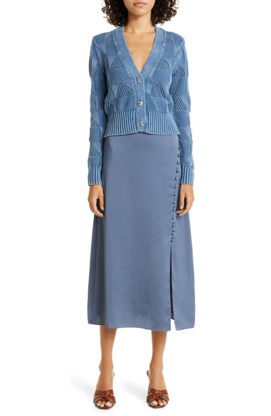 VERONICA BEARD FRANCONIA SIDE BUTTON SATIN SKIRT