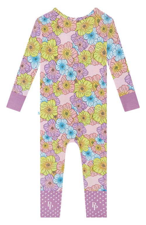 Shop Posh Peanut Kourtney Floral Fitted Convertible Footie Pajamas In Open Purple