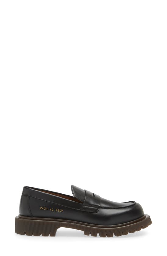 Shop Common Projects Lug Sole Penny Loafer In Black
