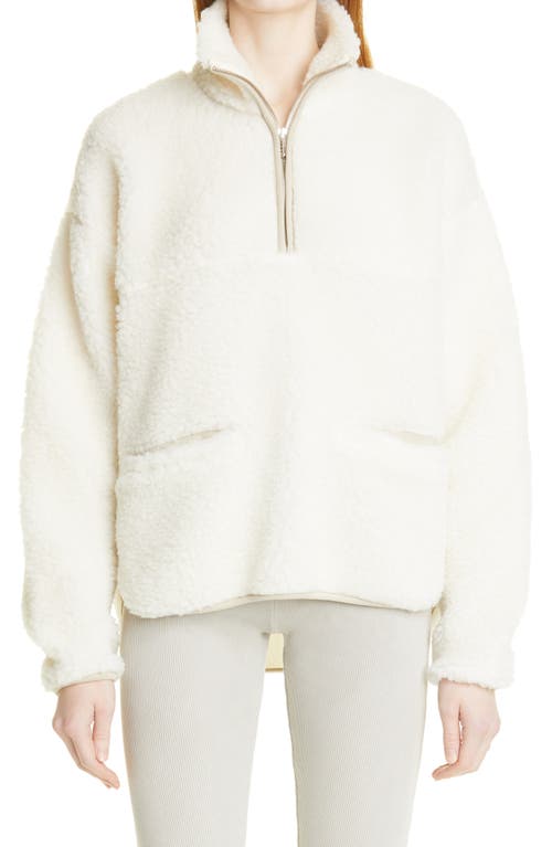 Birgitte Herskind x Vanessa Hong Faux Shearling & Recycled Wool Blend Quarter Zip Pullover in Raw