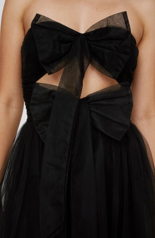 Shop Nasty Gal Double Bow Strapless Tulle Cocktail Minidress In Black