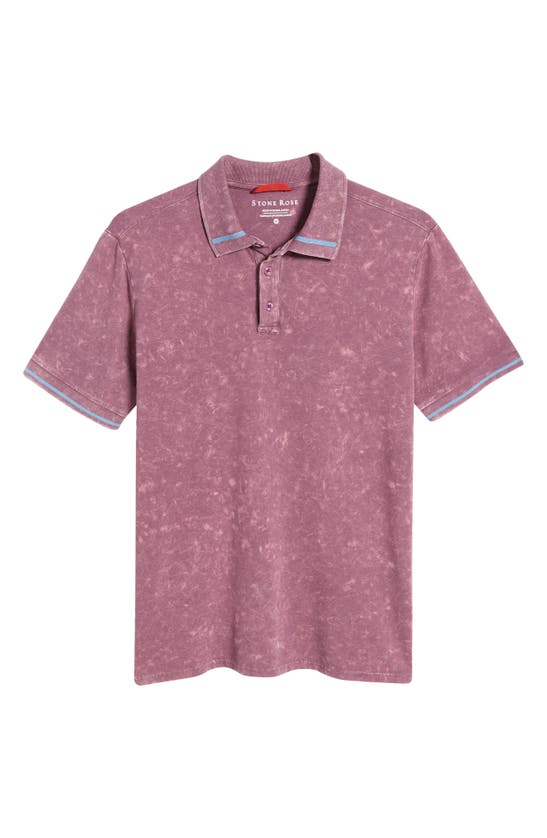 Stone Rose Tipped Acid Wash Performance Jersey Polo In Purple