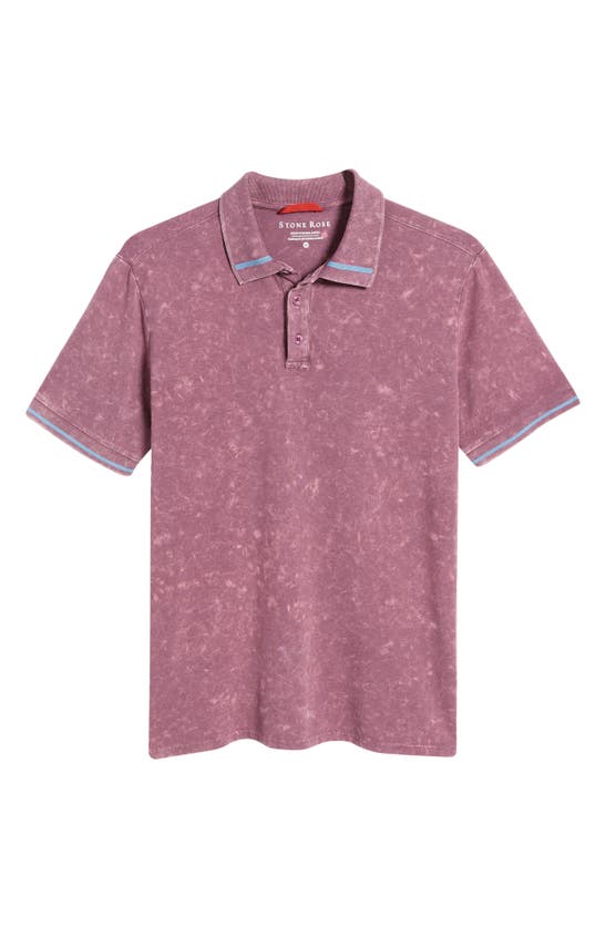 Shop Stone Rose Tipped Acid Wash Performance Jersey Polo In Purple