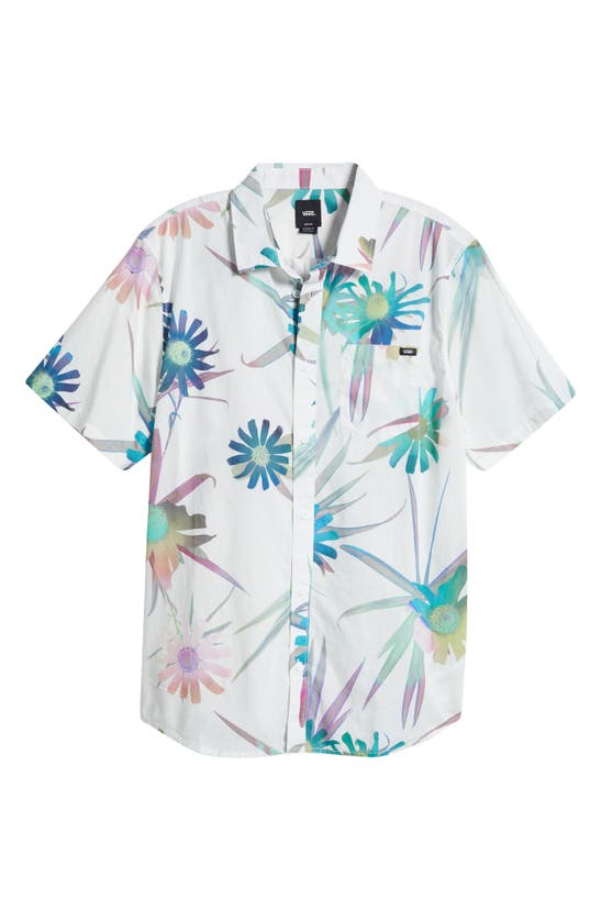 Vans Vale Floral Print Short Sleeve Cotton Button-up Shirt In White