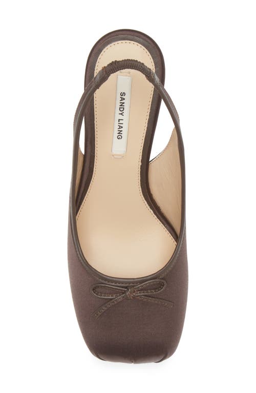 Sandy Liang Square Toe Slingback Ballet Pump In Brunette Satin
