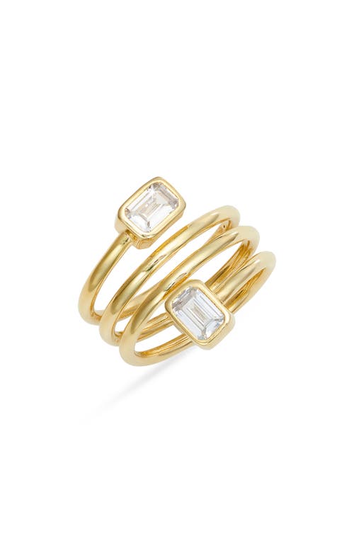 Shop Shymi Emerald Cut Spiral Statement Ring In Gold/white