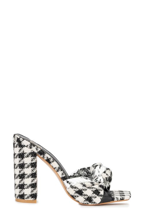 New York And Company Anthi Houndstooth Block Heel Sandal In Black/white