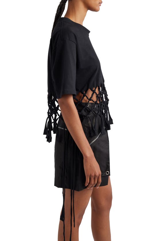 Shop Isabel Marant Texana Macrame Trim Cotton T-shirt In Black