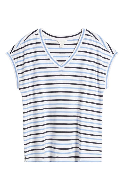 Shop Caslonr Caslon(r) Extended V-neck T-shirt In White/blue Stripe