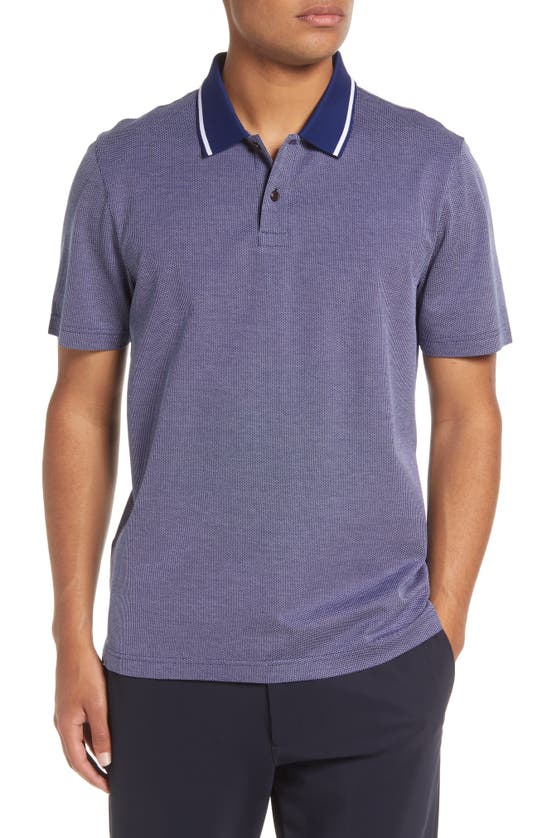 Ted Baker Arts Mini Jacquard Cotton Polo Shirt In Navy