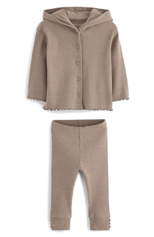 NEXT Kids' Hooded Cardigan & Leggings Set in Brown 