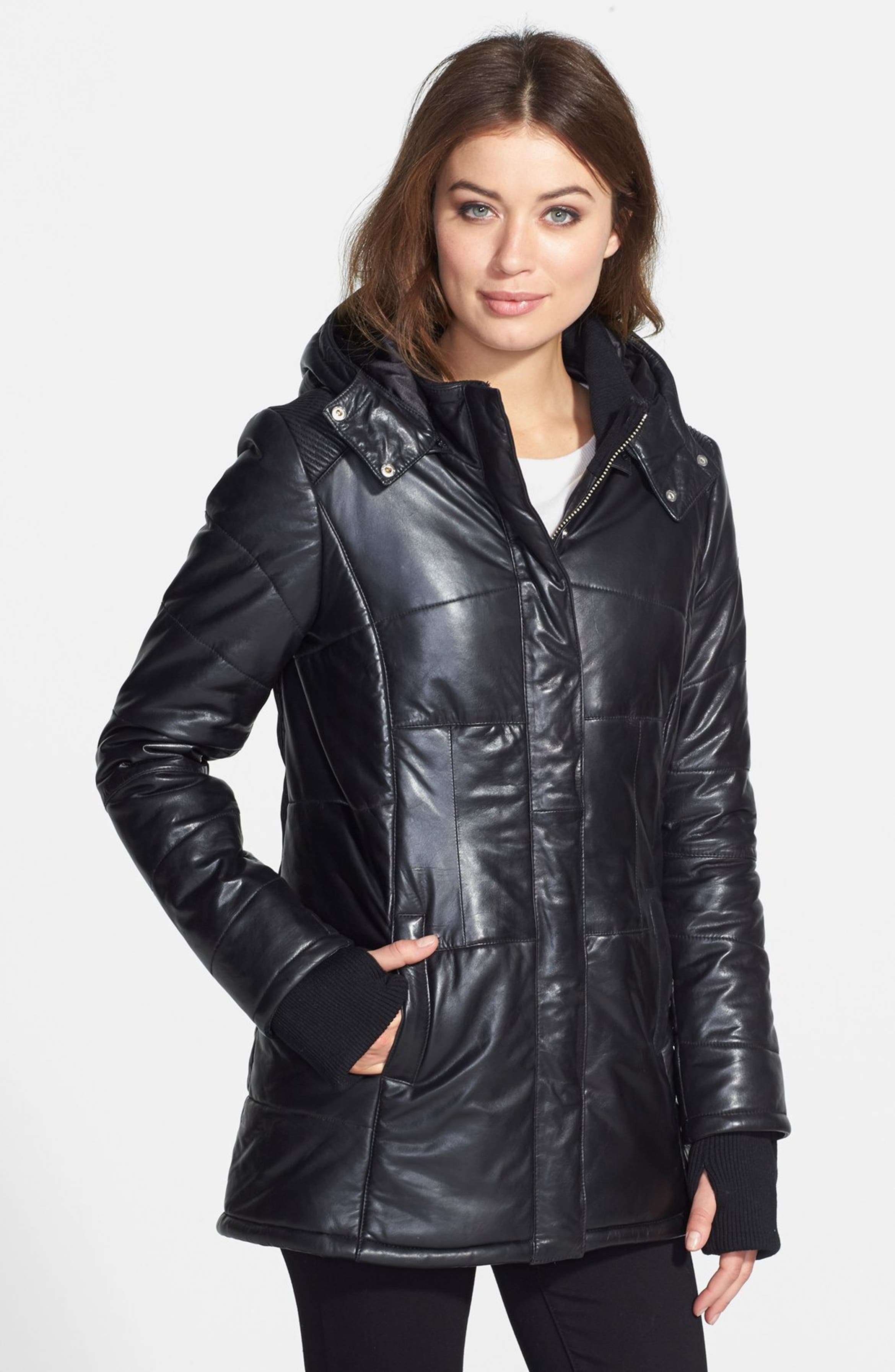 LaMarque Leather Parka with Detachable Hood | Nordstrom
