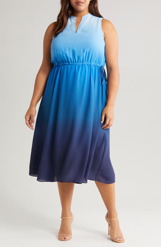 Anne Klein Jenna Sleeveless Midi Dress In Shore Blue Multi