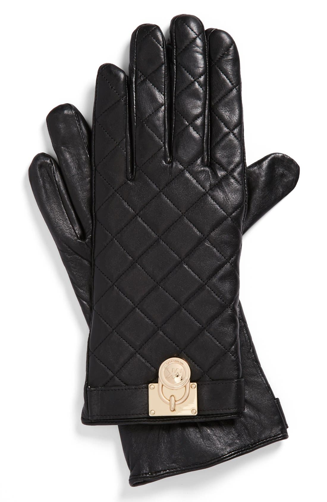 michael kors quilted leather gloves