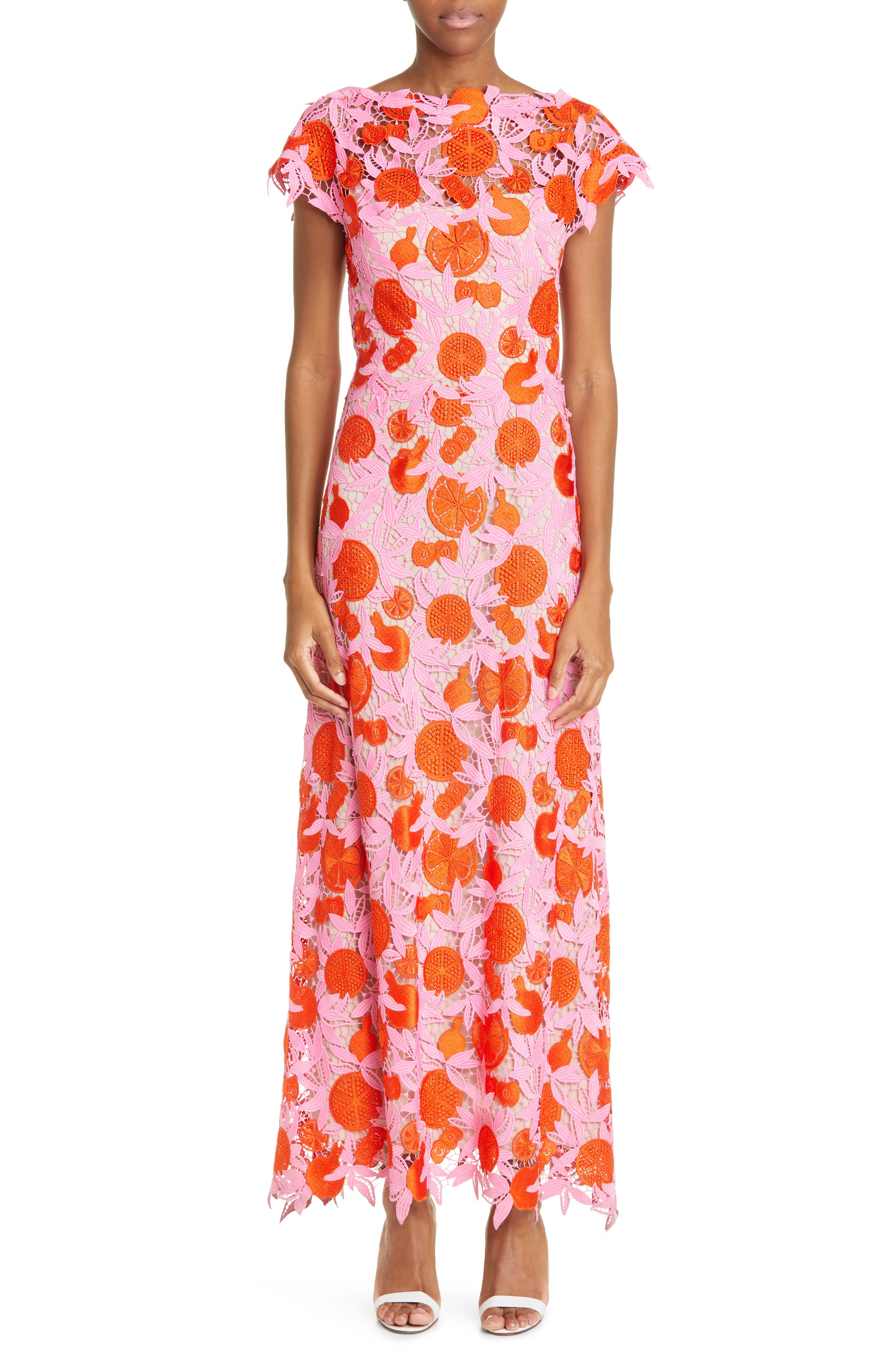 Lela Rose Fruit Guipure Lace Dress in Peony | Smart Closet