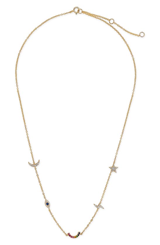 Sterling Forever Lucky Charm Station Necklace In Gold