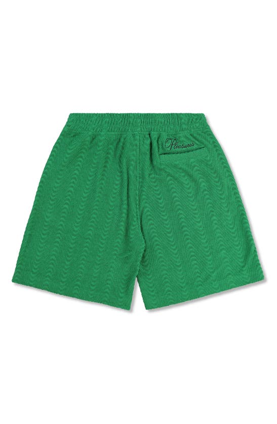 Shop Pleasures Zen Terry Cloth Drawstring Shorts In Green