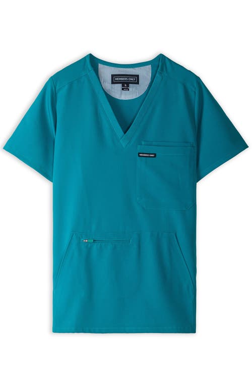 Shop Members Only Cordoba 5-pocket Scrub Top In Teal