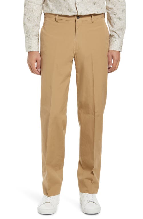 Berle Charleston Khakis Flat Front Cotton Poplin Dress Pants in Tan