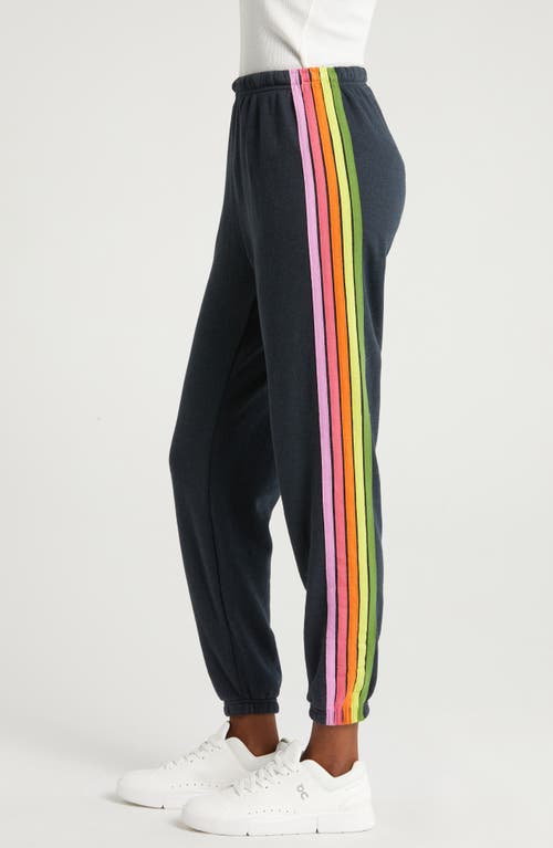 Shop Aviator Nation Stripe Sweatpants In Charcoal/pink Green