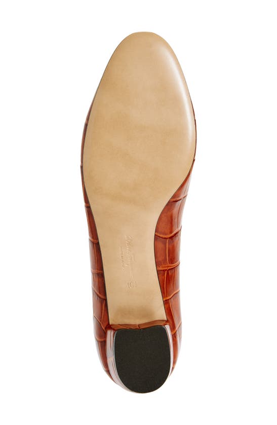 Shop Ferragamo Vara Croc Embossed Leather Pump In Cognac