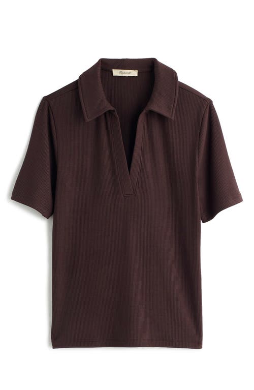Madewell Drapey Rib Polo In Dark Carob