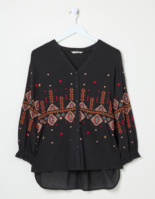 Shop Fatface Elana Embroidered Blouse In Black